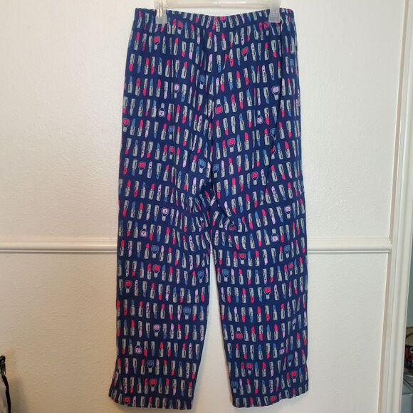 Joe Boxer Pajama Set Flannel Long Sleeves Print Lipstick All Over Womens Sz M - Picture 10 of 13